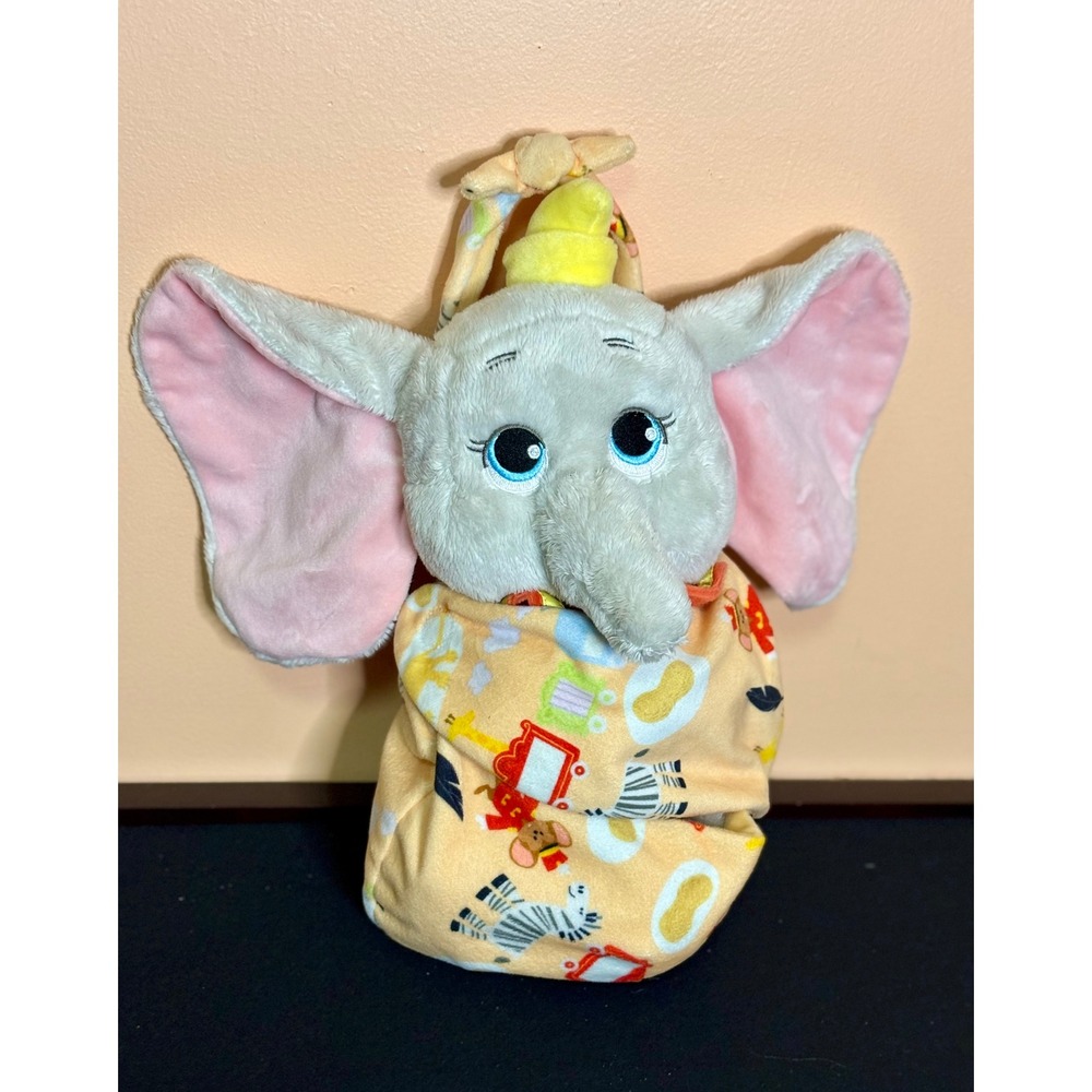 Disney Parks Dumbo Babies Plush Stuffed Animal with Removable Swaddle Pouch 10in